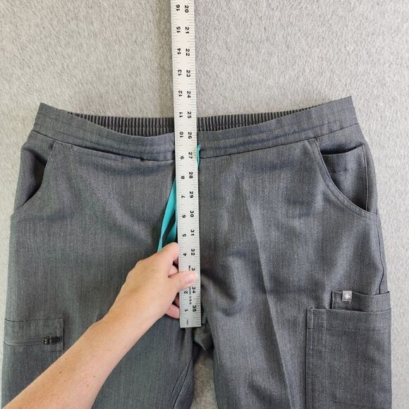 Figs Scrub Pants Womens Medium Gray Yola Skinny Leg Zip Cargo Blue Drawstring - Picture 10 of 16